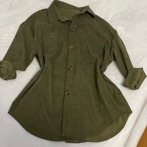 army green long sleeve button up corduroy